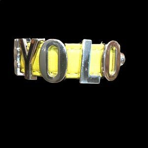 Leather cuff #yolo lime green